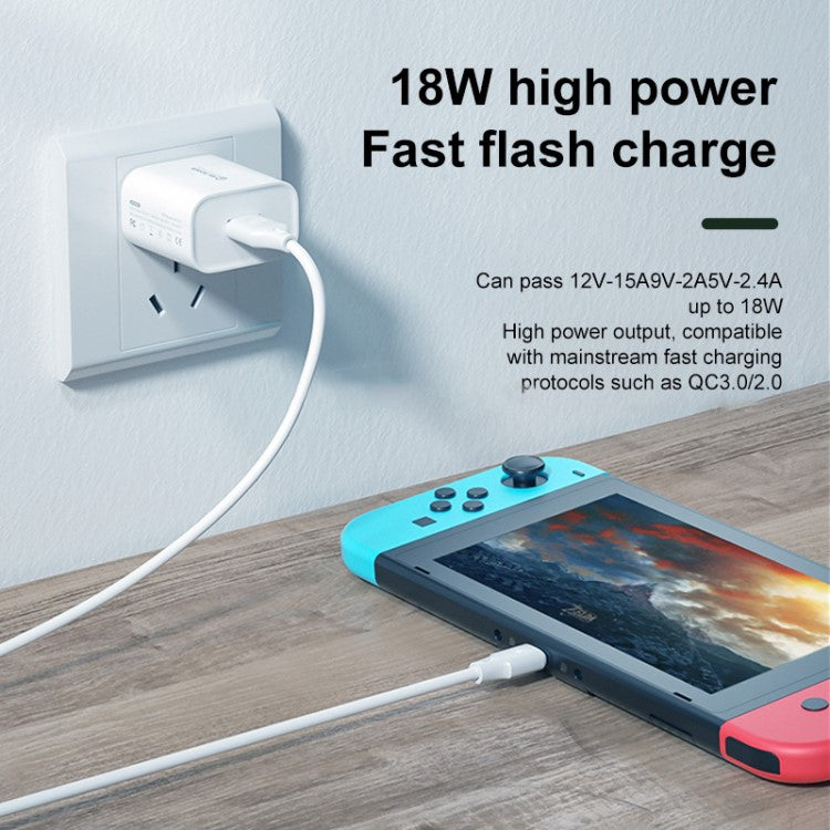 WK WP-U57 Max 18W QC 3.0 Fast Charging USB Wall Charger Travel Power Adapter - EU Plug