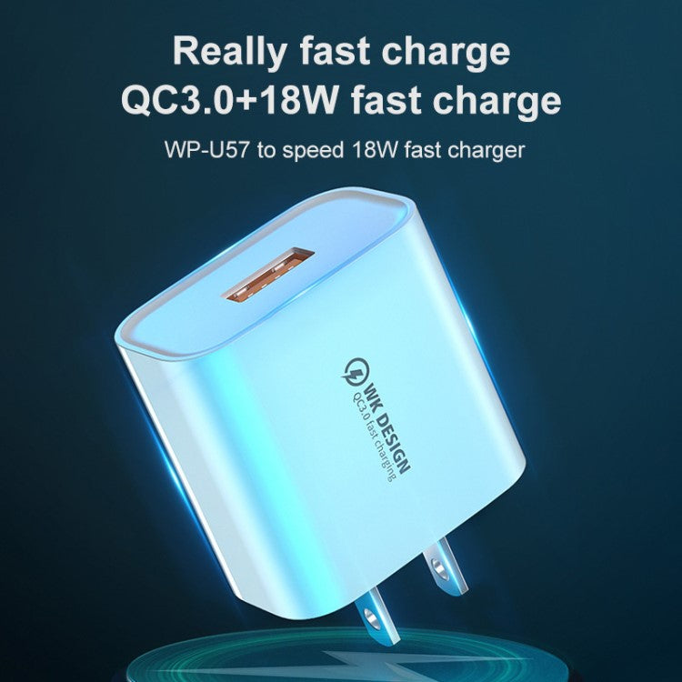 WK WP-U57 Max 18W QC 3.0 Fast Charging USB Wall Charger Travel Power Adapter - US Plug