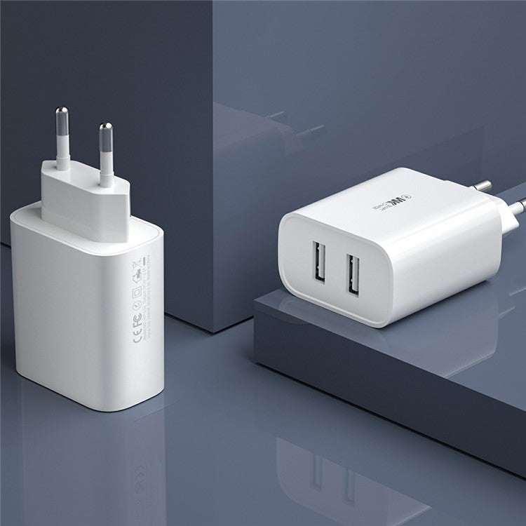 WK WP-U51 2.1A Fast Charging Dual USB Port Wall Charger Travel Charger (EU Plug)