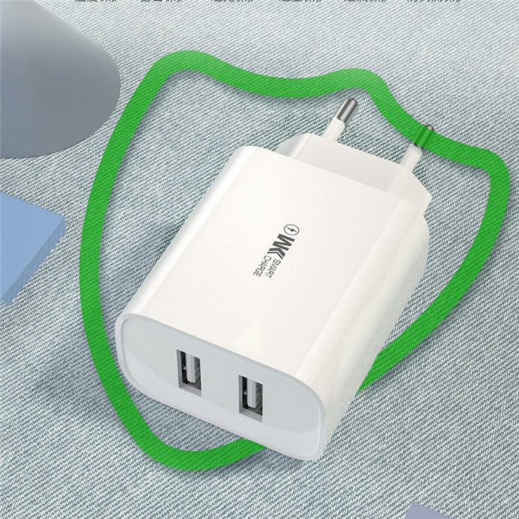 WK WP-U51 2.1A Fast Charging Dual USB Port Wall Charger Travel Charger (EU Plug)