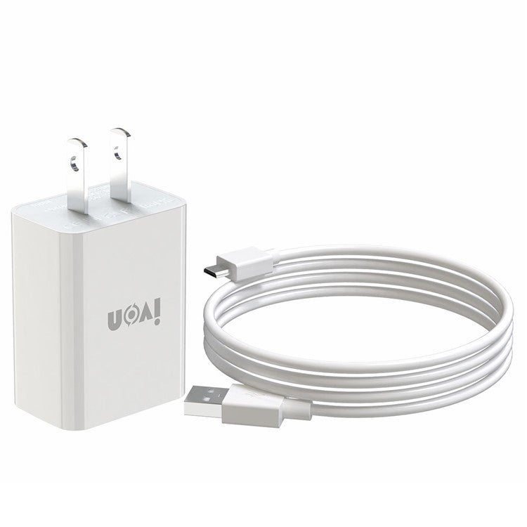 IVON AD-33 2.1A Mobile Phone USB Charger Travel Power Adapter Plug + 1m Micro USB Data Cable - US Plug