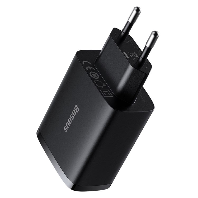 BASEUS Compact Charger with 3 USB Ports Wall Charger 17W Power Adapter, EU Plug - Black