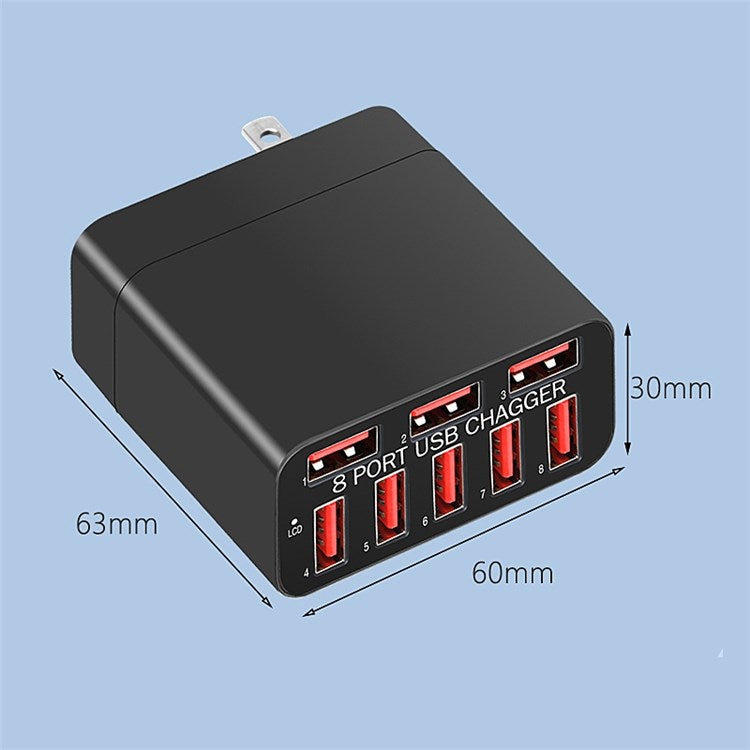 WLX-82 40W US Plug 8 Ports USB Charging Power Adapter Wall Charger for iPhone/Android Phone