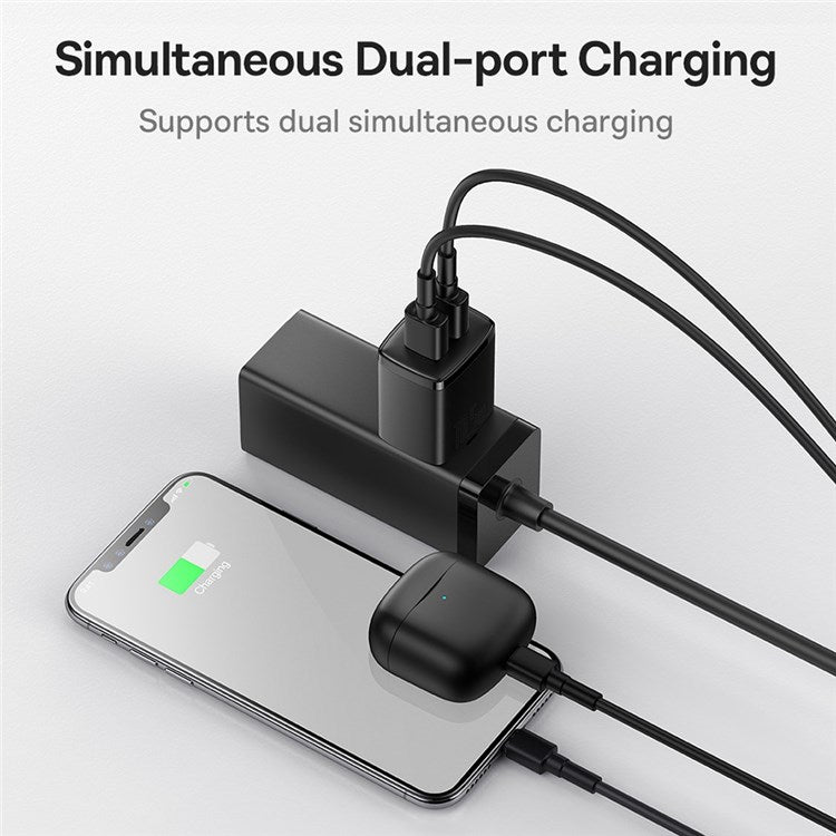 BASEUS Compact Charger 2U 10.5W Wall Charger Portable Mini Charger Block with Dual USB Ports (CN Plug) - Black