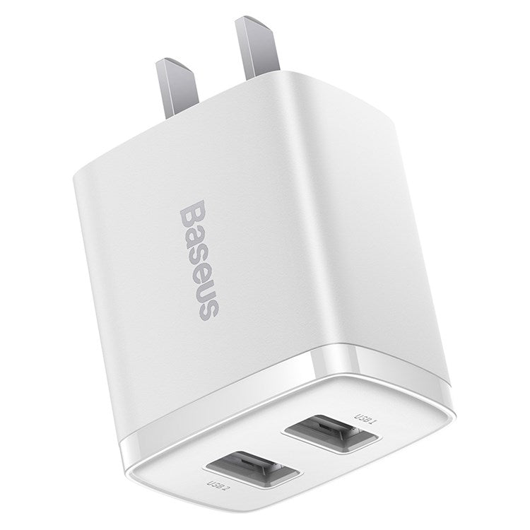 BASEUS Compact Charger 2U 10.5W Wall Charger Portable Mini Charger Block with Dual USB Ports (CN Plug) - White