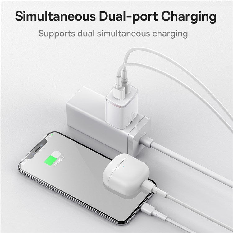 BASEUS Compact Charger 2U 10.5W Wall Charger Portable Mini Charger Block with Dual USB Ports (CN Plug) - White