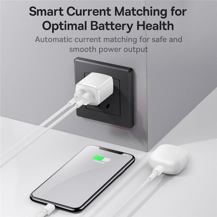 BASEUS Compact Charger 2U 10.5W Wall Charger Portable Mini Charger Block with Dual USB Ports (CN Plug) - White