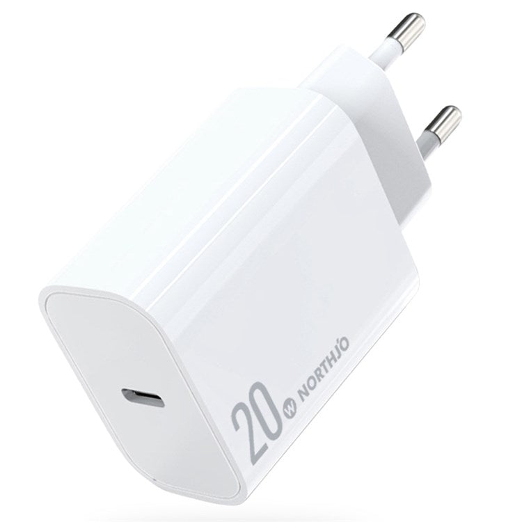 NORTHJO NOPD200601EU PD 20W USB C Single Port Fast Charger Wall Adapter - EU Plug/White