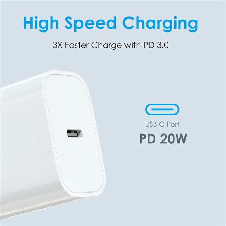 NORTHJO NOPD200601EU PD 20W USB C Single Port Fast Charger Wall Adapter - EU Plug/White