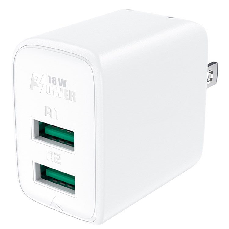 ACEFAST A35 QC18W USB Wall Charger USB-A+USB-A Dual Port Charger Block Adapter with Folding Plug (US Plug) - White