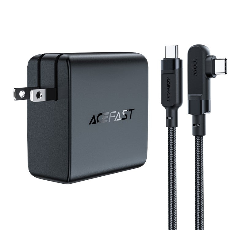 ACEFAST A39 PD100W GaN Wall Charger Set 3xUSB C+1xUSB A Ports QC3.0 Fast Charging Speed Power Delivery Adapter with Cable (US Plug) - Black