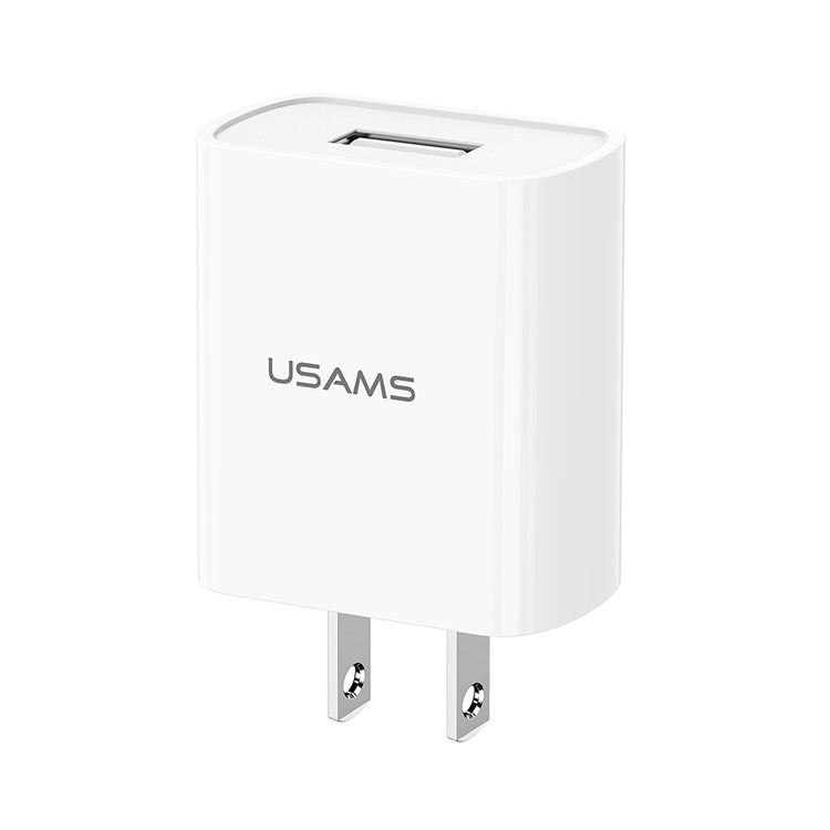 USAMS T21 Travel Wall Charger US Plug Power Adapter with USB to Lightning Cable - White