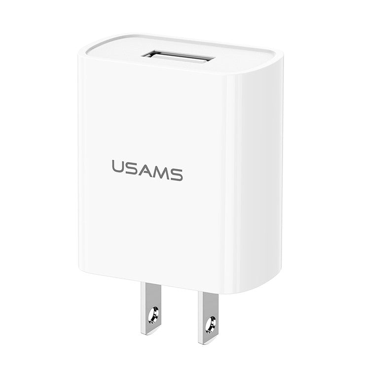 USAMS T21 Single USB Port Travel Wall Charger US Plug Power Adapter with Micro Cable - White