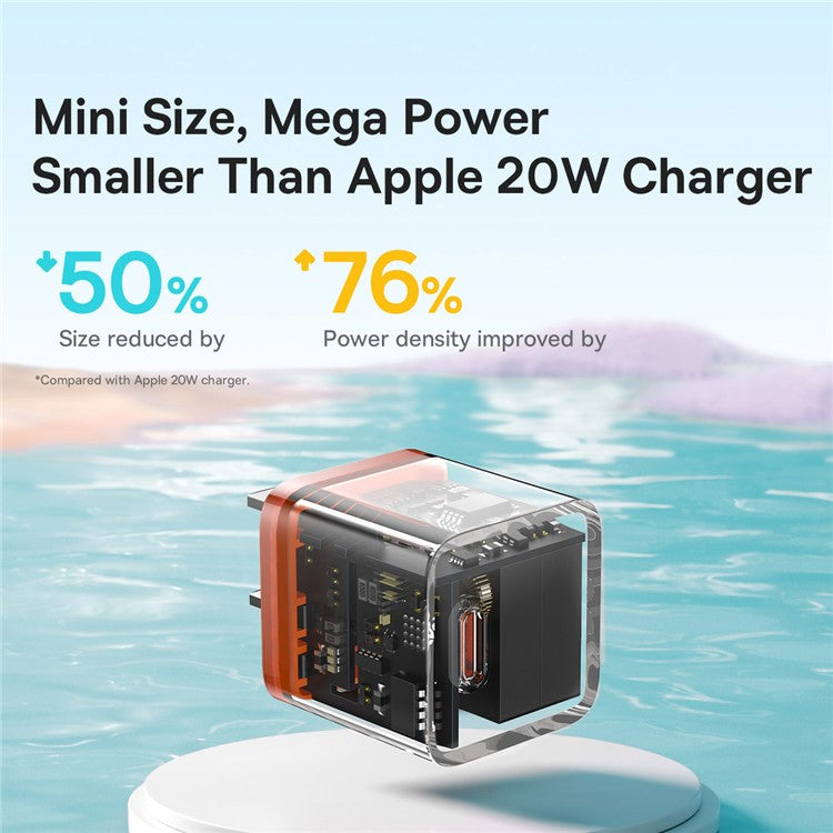 BASEUS GaN5 Fast Charger 1C 20W CN Plug Mini Wall Charger Adapter Compatible with iPhone 13  /  12 Series - Orange