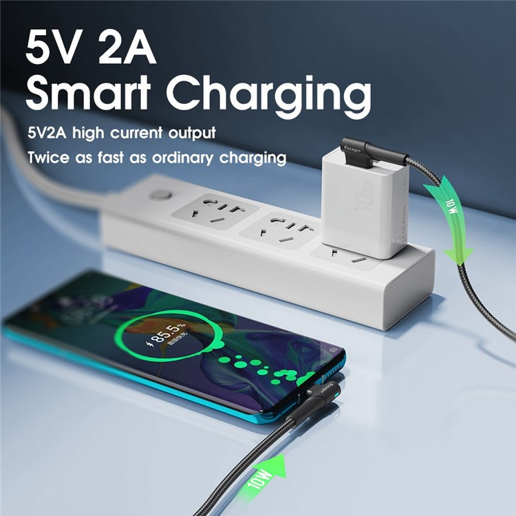 ESSAGER 2A 10W High Power Travel Charger Dual Ports USB Smart Charger, US Plug / White