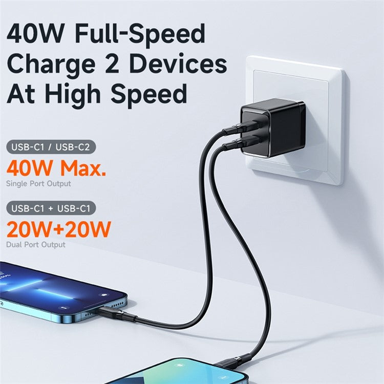 MCDODO MDD 40W GAN Dual Type-C Phone Tablet Fast Charging Adapter Wall Charger - CN Plug