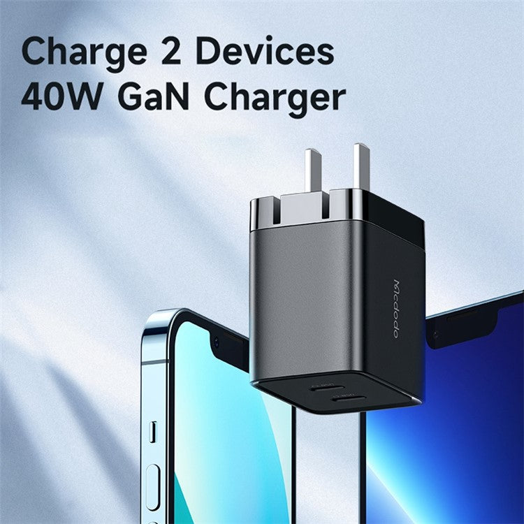 MCDODO MDD 40W GAN Dual Type-C Phone Tablet Fast Charging Adapter Wall Charger - CN Plug