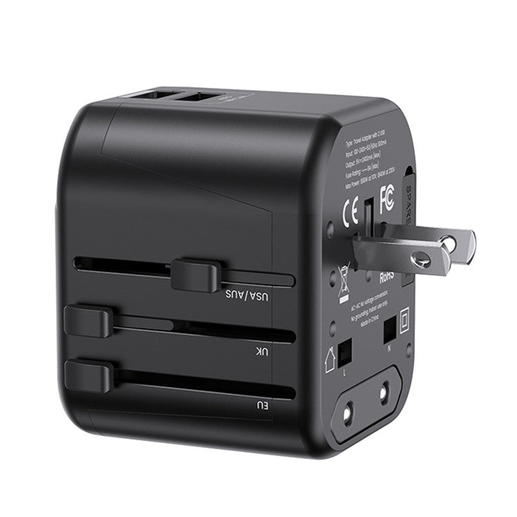 USAMS US-CC173 T55 12W Dual USB Universal Travel Charger US / AU / EU / UK Plug Converter