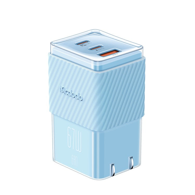 MCDODO CH-14 67W GaN 5 Mini Fast Charger Dual USB-C + USB-A Fast Charging Phone Wall Charger Adapter - Blue / CN Plug