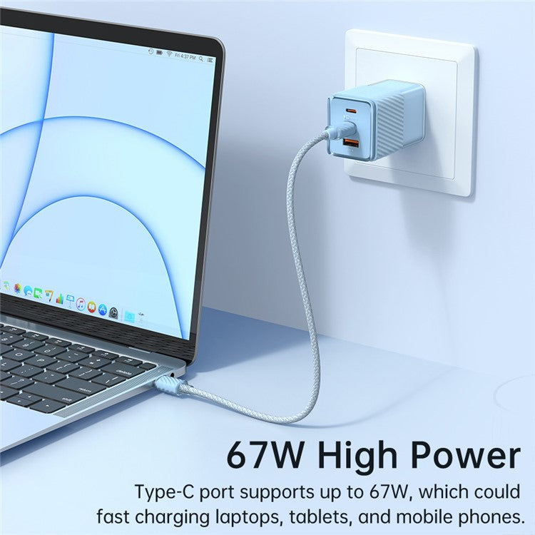 MCDODO CH-14 67W GaN 5 Mini Fast Charger Dual USB-C + USB-A Fast Charging Phone Wall Charger Adapter - Blue / CN Plug