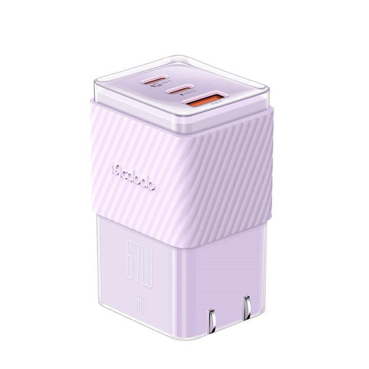 MCDODO CH-14 67W GaN 5 Mini Fast Charger Dual USB-C + USB-A Fast Charging Phone Wall Charger Adapter - Purple / CN Plug