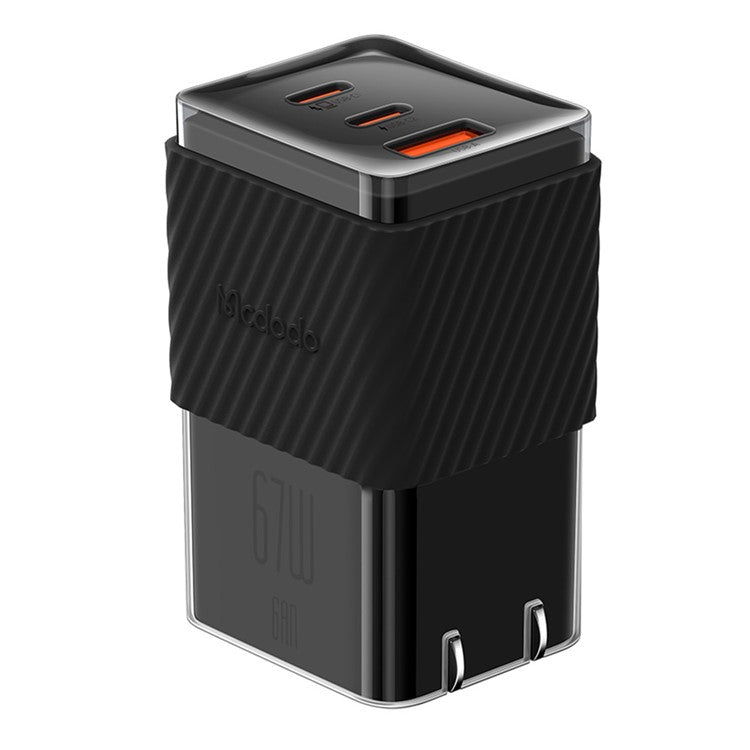 MCDODO CH-14 67W GaN 5 Mini Fast Charger Dual USB-C + USB-A Fast Charging Phone Wall Charger Adapter - Black / US Plug