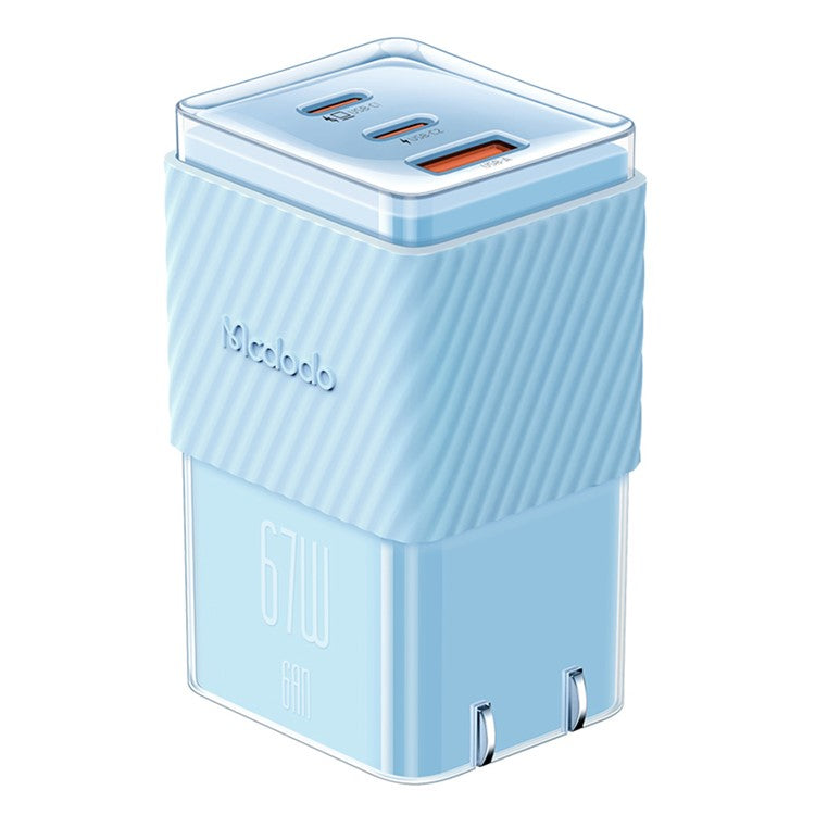 MCDODO CH-14 67W GaN 5 Mini Fast Charger Dual USB-C + USB-A Fast Charging Phone Wall Charger Adapter - Blue / US Plug