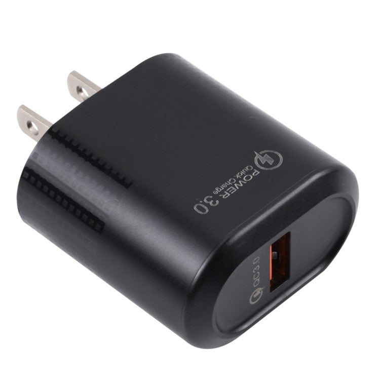 LZ-2117 18W QC3.0 3.1A USB Single Port Wall Charger Phone Tablet Fast Charging Adapter - Black / US Plug