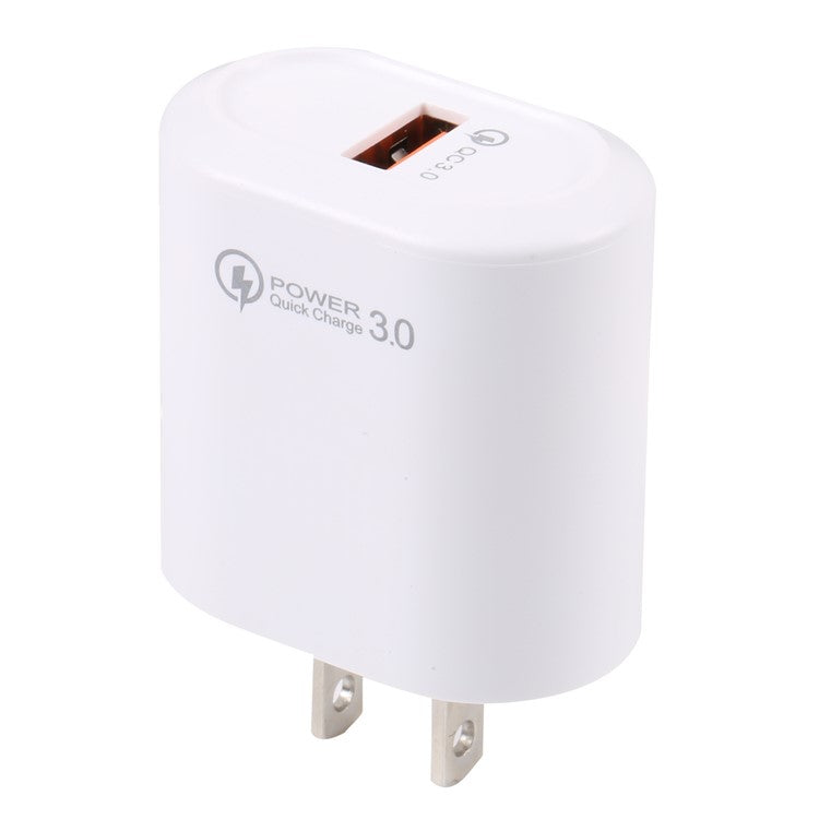 LZ-2117 18W QC3.0 3.1A USB Single Port Wall Charger Phone Tablet Fast Charging Adapter - White / US Plug