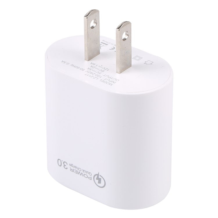 LZ-2117 18W QC3.0 3.1A USB Single Port Wall Charger Phone Tablet Fast Charging Adapter - White / US Plug