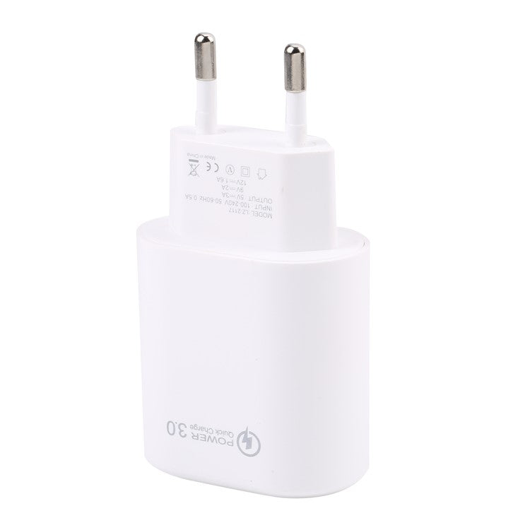 LZ-2117 18W QC3.0 3.1A USB Single Port Wall Charger Phone Tablet Fast Charging Adapter - White / EU Plug