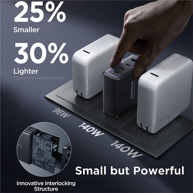 JOYROOM TCG05 140W GaN Super Fast Charge US Plug Charger USB+3*Type-C Charging Adapter with Type-C to Type-C Cable