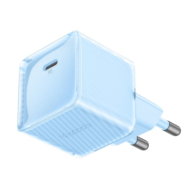 MCDODO CH-377-MDD EU Plug 20W GaN Single Type-C PD Wall Charger Fireproof PC Power Adapter - Blue