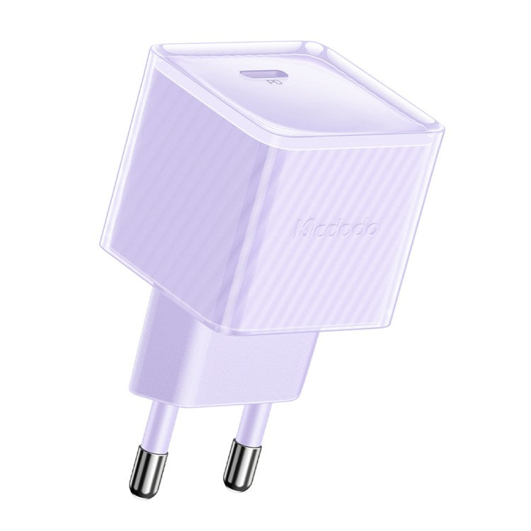 MCDODO CH-377-MDD EU Plug 20W GaN Single Type-C PD Wall Charger Fireproof PC Power Adapter - Purple