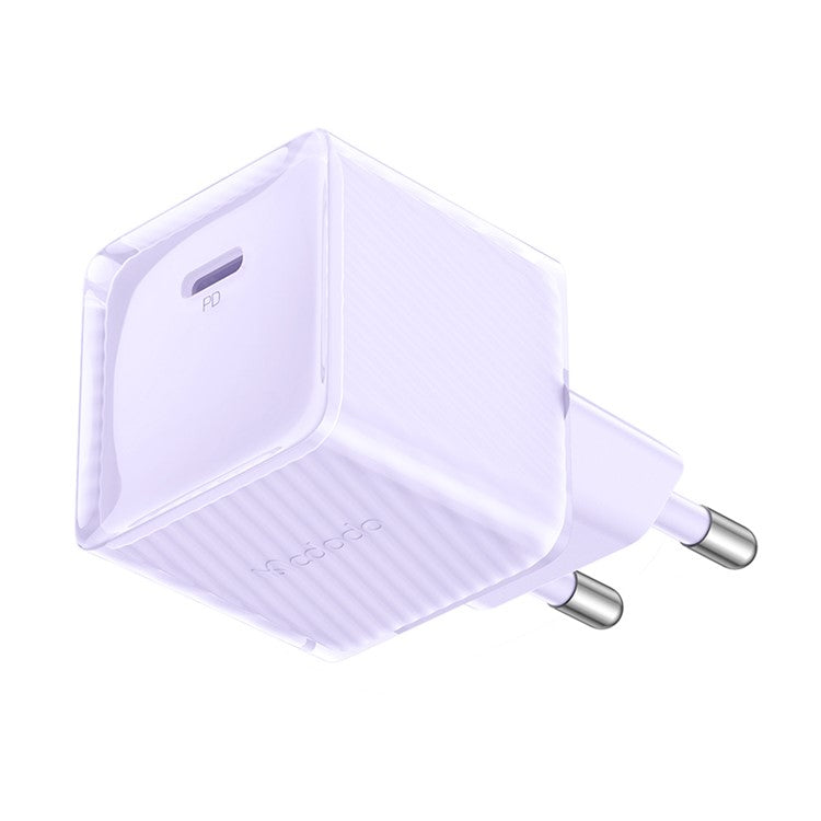 MCDODO CH-377-MDD EU Plug 20W GaN Single Type-C PD Wall Charger Fireproof PC Power Adapter - Purple