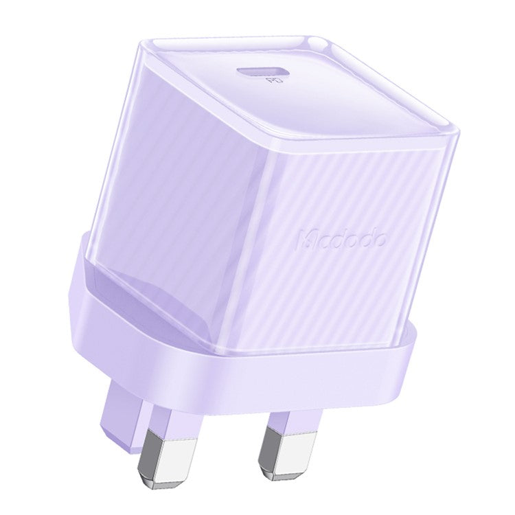 MCDODO CH-376-MDD UK Plug 20W GaN Single Type-C PD Phone Charing Adapter Fireproof PC Wall Charger - Purple