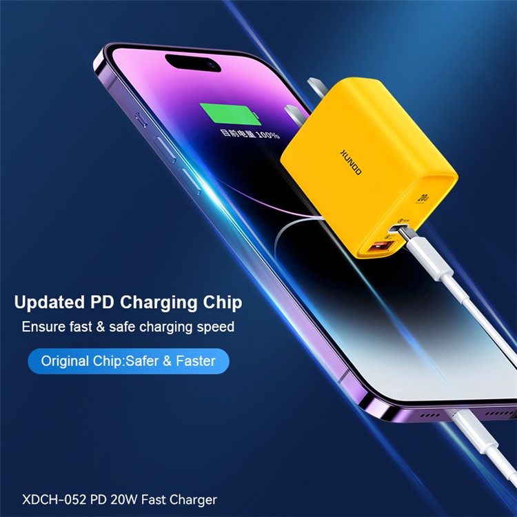 XUNDD XDCH-052 PD 20W Type-C + QC 3.0 USB Fast Charger Mini Wall Charging Block - CN Plug