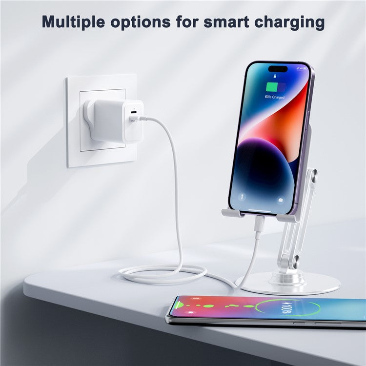 PD 20W Type-C + Lightning Phone Charger Fast Charging Power Adapter with Cable - UK Plug