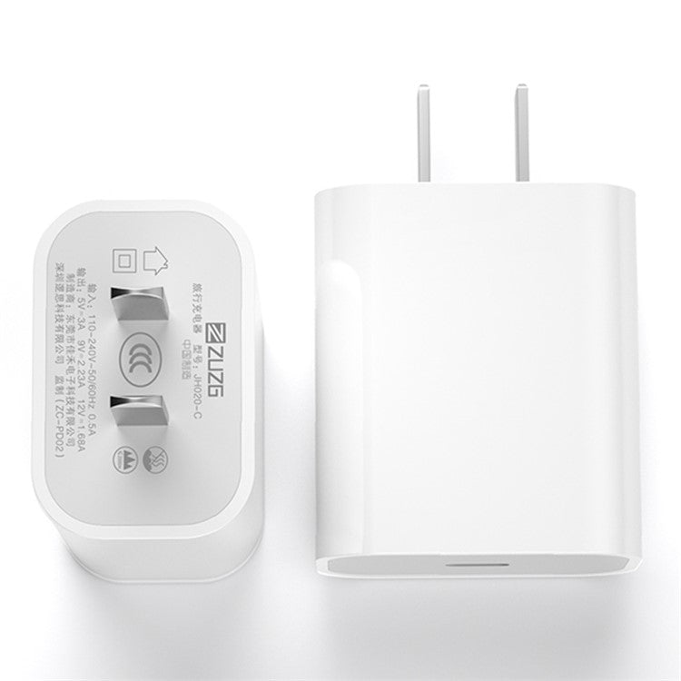 ZUZG USB-C PD 20W Power Adapter Portable Fast Charging Wall Charger Block (3C)