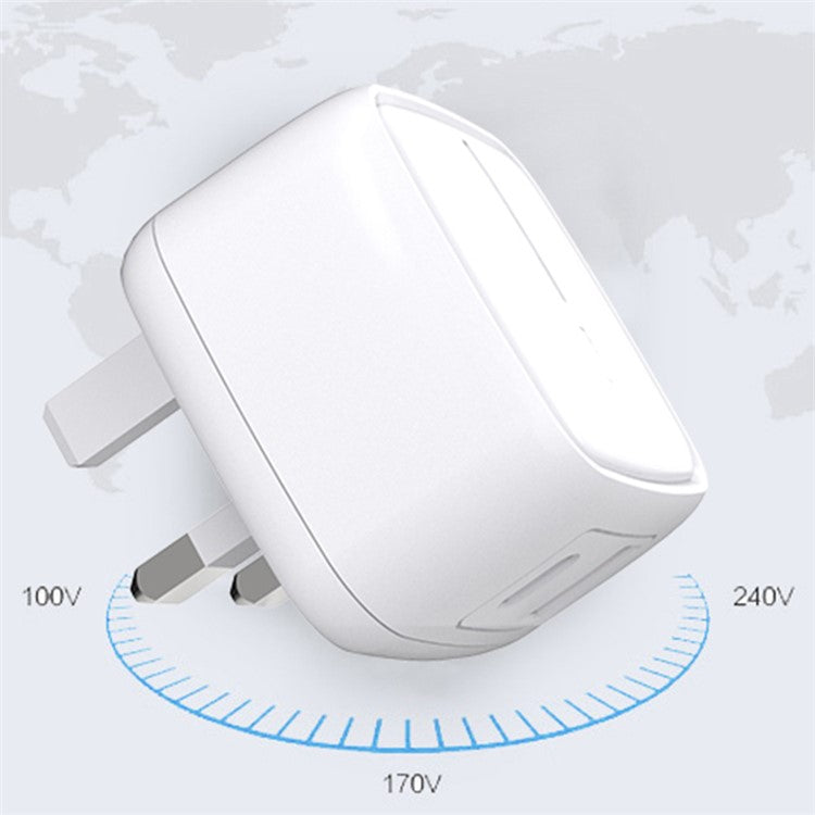 ZUZG ZC-UW01BS PD+QC3.0 Dual Port Wall Charger Portable Power Adapter, UK Plug