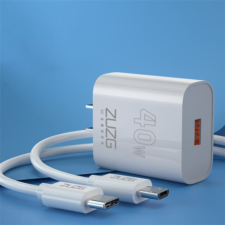 ZUZG Fast Charging Power Adapter Set with 1m Mirco Cable Portable Travel Wall Charger Block (3C)