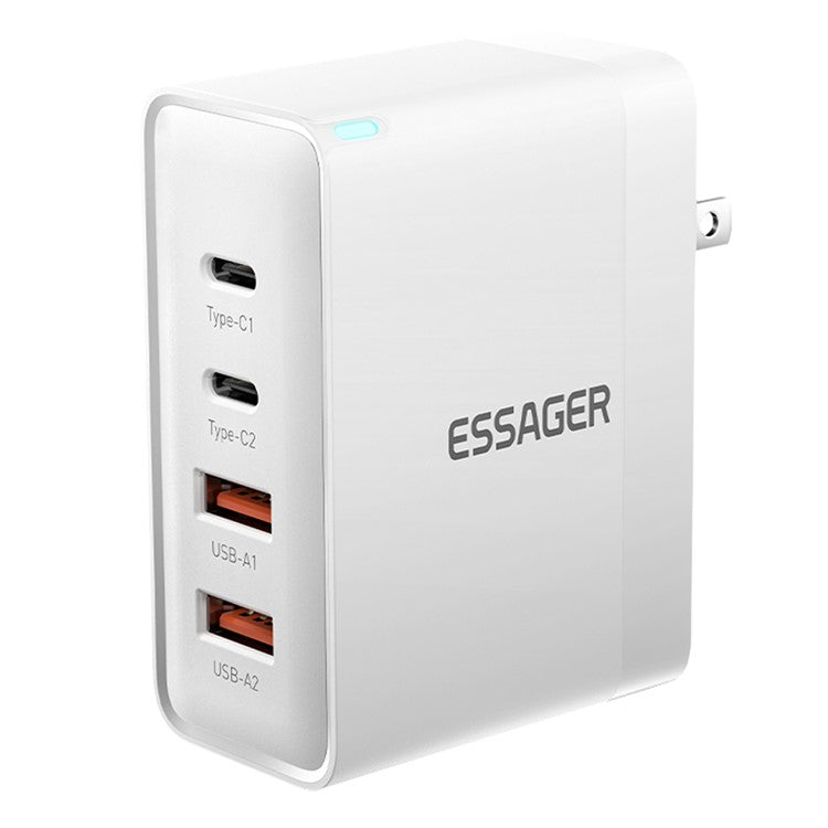 ESSAGER ES-CD37 100W Quick Charger Adapter 2USB-C+2USB-A Multi-Port Charging Station - White / US Plug