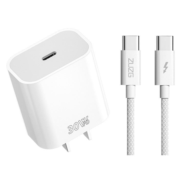 ZUZG PD30C PD 30W USB-C Fast Charger Set with 1m USB-C to USB-C Cable for iPhone 15 Series