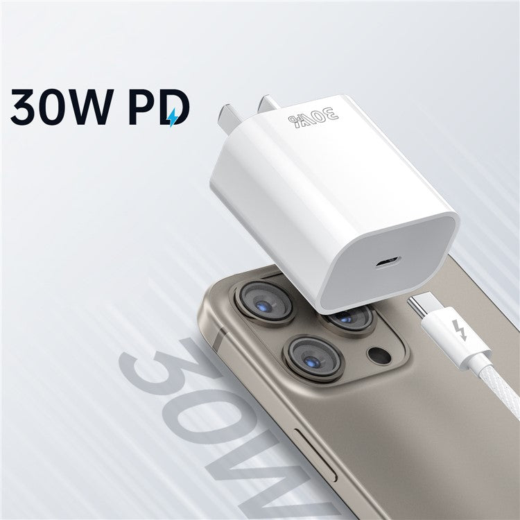 ZUZG PD30C PD 30W USB-C Fast Charger Set with 1m USB-C to USB-C Cable for iPhone 15 Series