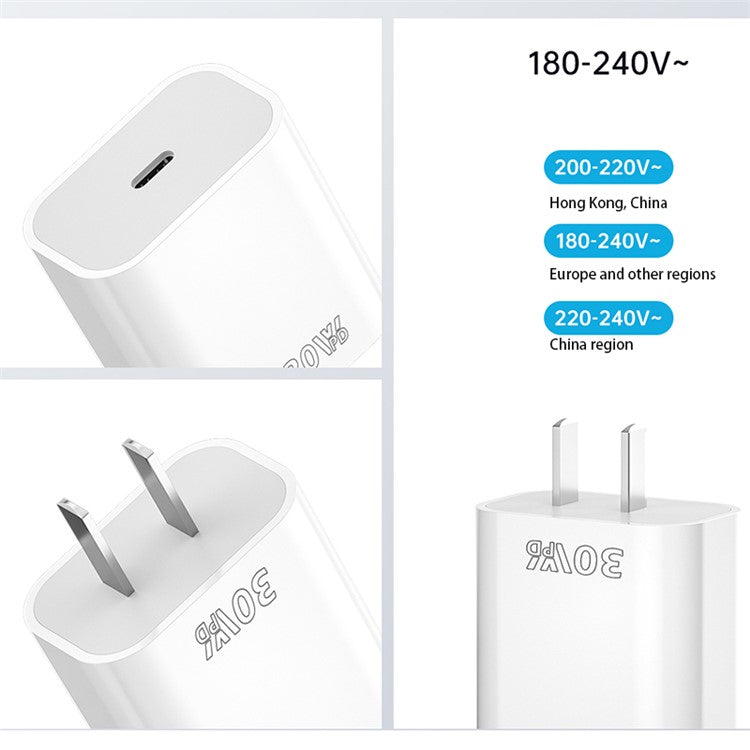 ZUZG PD30C PD 30W USB-C Fast Charger Set with 1m USB-C to USB-C Cable for iPhone 15 Series