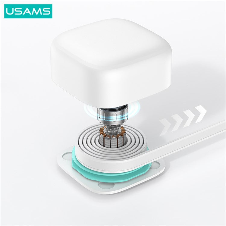 USAMS US-CC212 XMF Series PD 35W GaN Fast Charger with 8Pin Magnetic Retractable Cable Module, CN Plug - White