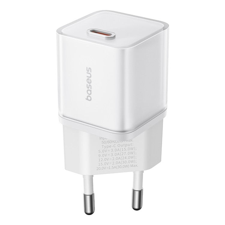 BASEUS GaN5S Fast Charger 1C 30W Travel Wall Charger Phone Adapter, EU Plug - White