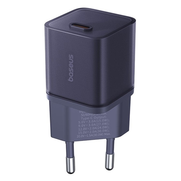 BASEUS GaN5S Fast Charger 1C 30W Travel Wall Charger Phone Adapter, EU Plug - Purple