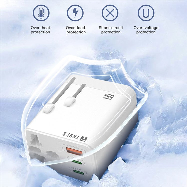 TGVI'S Universal Series PD 65W Global Charger GaN Wall Charger Adapter