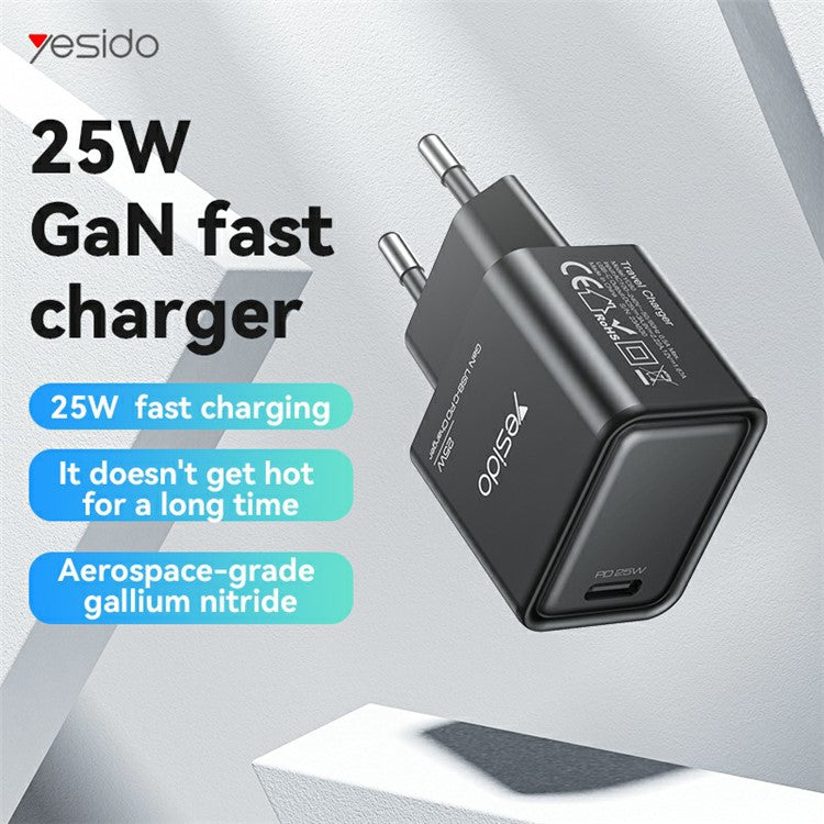 YESIDO YC62 PD 25W Fast Charging GaN Power Adapter Type-C Travel Wall Charger